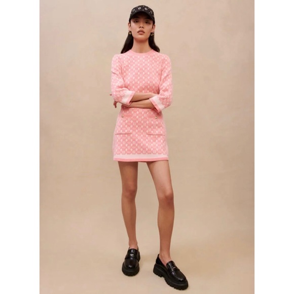 Maje Dresses & Skirts - Maje Roadina Jacquard Knit Mini Dress In Pink NWT
